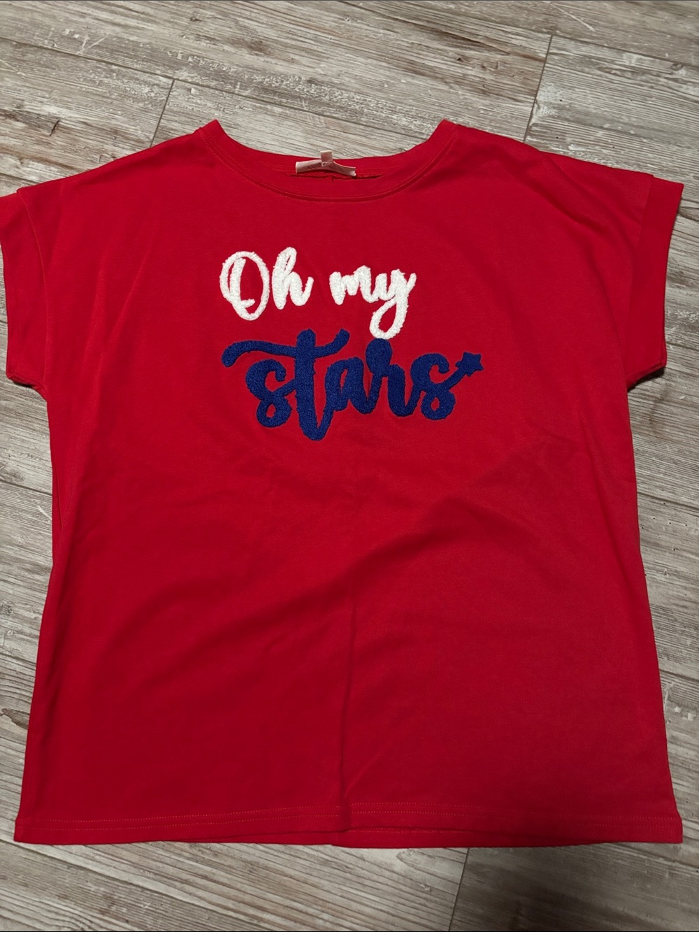 Women's Red 'Oh My Stars' Short Sleeve Tee